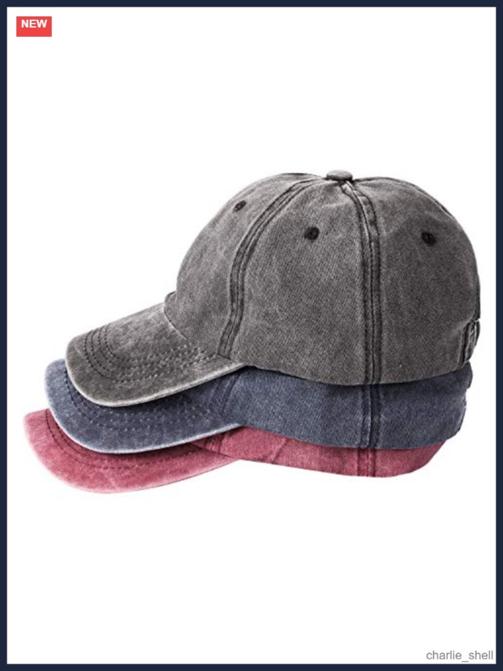 Washed Cotton Plain Baseball Cap Adjustable Dad Hat 3 Pack